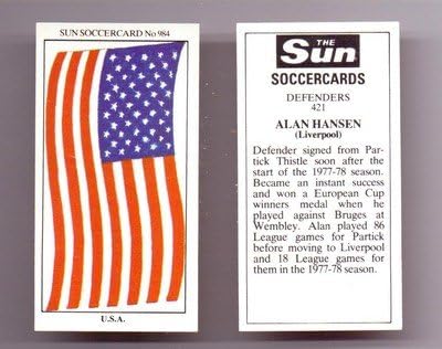 Sun Soccercards No 984 - National Flag USA UNITED STATES AMERICA football card