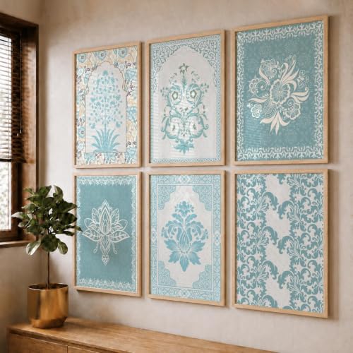 Image of kotart - Madhubani Art Paintings with Frame for Home Decoration - Traditional Framed Painting Living Room Bedroom Office Decor - Wall - Set of 6 (14X20 Inch, B)