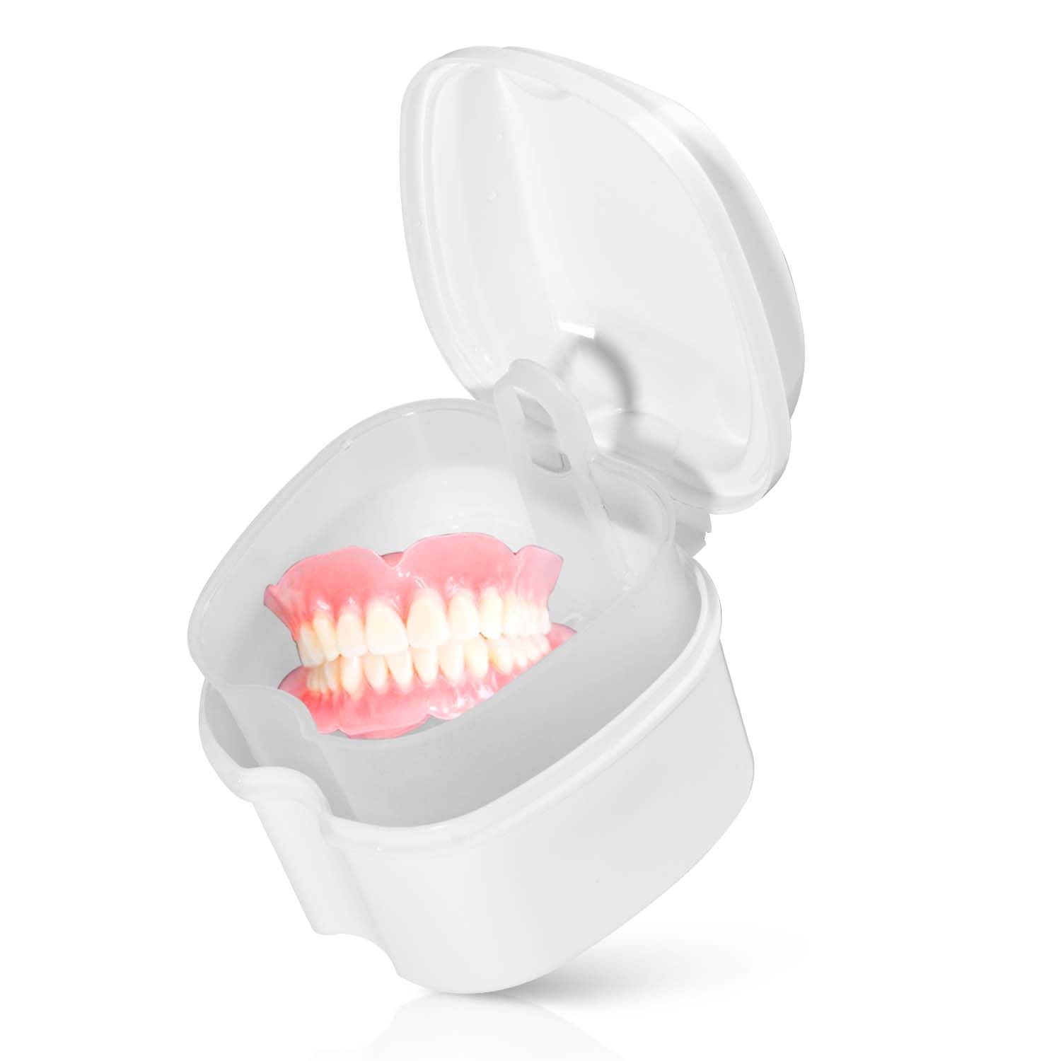KISEER Denture Bath Case Cup Box Holder Storage Soak Container with Strainer Basket for Travel Cleaning (White)-image-39