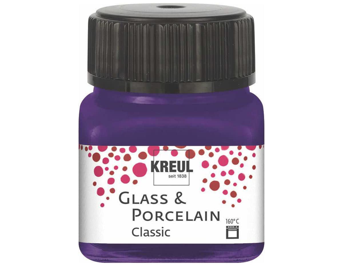 KREUL 16212 Glass & Porcelain Classic Purple in 20 ml Glass, Brilliant Glass and Porcelain Paint Water-based, Quick Drying, Opaque