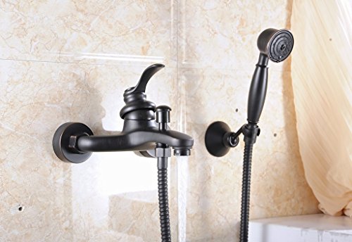 Greenspring Oil Rubbed Bronze Wall Mount Handheld Tub Shower Faucet Commercial Shower Mixer Tap Set Single Handle Wall-Mount