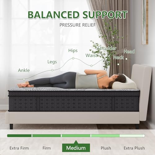 Image of Full Size Mattress, 14 Inch Gel Memory Foam Hybrid Full Mattress in a Box, Independent Pocket Coils for Motion Isolation, Medium Firm, Pressure Relief & Upgraded Support, CertiPUR-US,54 inch*75 inch*14 inch