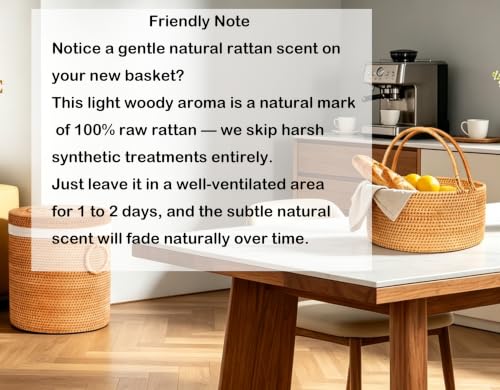 Handwoven Rattan Picnic Basket, 11"×11"×4" Rustic Storage - image 7