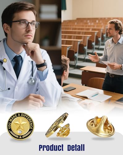 50 Pcs Employee of the Month Pins, Recognition Enamel Pin Bulk, Performance Reward Gift for Staff Team Volunteer - You Make a Difference Lapel Pin4