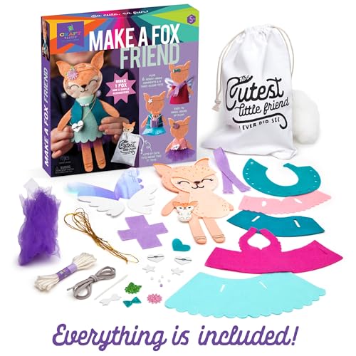 Craft-tastic – Make a Fox Friend Craft Kit – Learn to Make 1 Easy-to-Sew Stuffie with Clothes & Accessories by Craft-tastic - Image 3