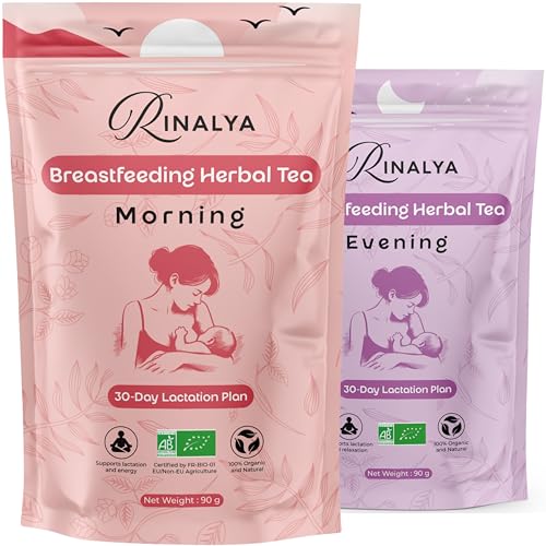 RINALYA - Bio Stilltee Fördert die Milchbildung Leichte Verdauung & Sanfte Energie 30-Tage-Ritual Morgen/Abend Ohne Fenchel Mit 7 Bio-Kräutern ECOCERT Zertifiziert