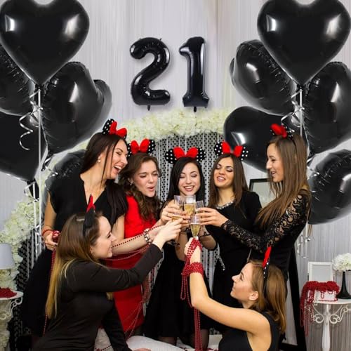 Image of TONIFUL Number Balloons 16 Inch Black 0-9 Number Mylar Foil Balloons 10 Pcs Black Custom Digital Balloons for Birthday Party Engagement Graduations Anniversary Baby Shower Decorations Party Supplies