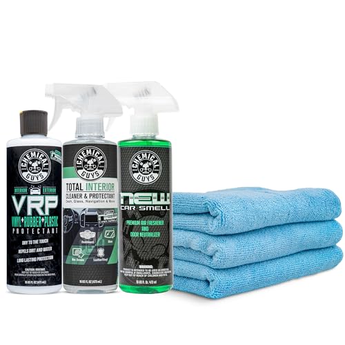 Chemical Guys Keep Your Car New Kit, Ideal for Cleaning and Detailing. Includes New Car Scented VRP, Total Interior, Air Freshener, and 3 Detailing Towels - 6 Piece Kit