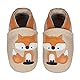 HMIYA Weiche Leder Krabbelschuhe Babyschuhe Lauflernschuhe mit Wildledersohlen für Mädchen und Jungen（12-18 Monate，Khaki）