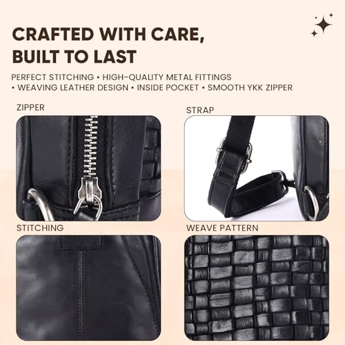 Genuine Leather Crossbody Shoulder Bag – Premium Unisex Everyday Bag with Adjustable Strap, Compact Yet Spacious for Travel, Work & Daily Use – Black3