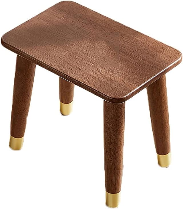 Minimalist Fashion Creative Solid Wood Stools Sofa Stools Shoe-Changing Square Stools Low Chairs for Bedroom Balcony Living Room Home Casual/Walnut a