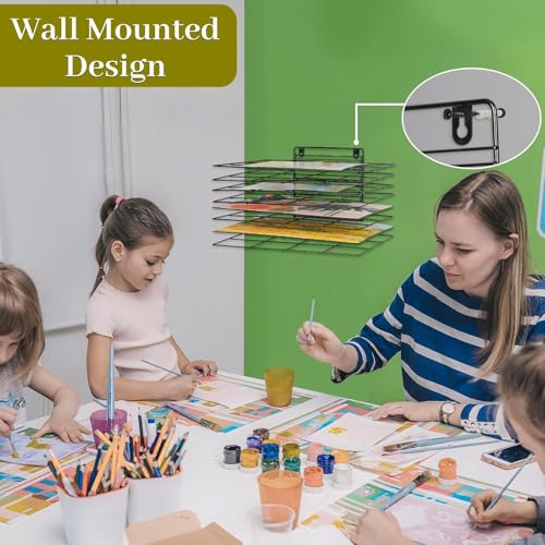 Image of Art Drying Rack for Classroom Paint Drying Rack Small Art Drying Rack Wall Art Storage Rack with 8 Removable Shelves for Classrooms and Art Studios (Black, 8 Shelves)