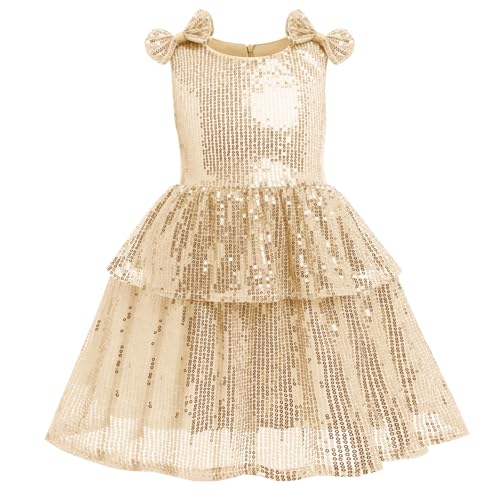 IBTOM CASTLE Baby Toddler Girls Flower Sequin Fancy Sparkly Birthday Dresses Princess Pageant Formal Party Dance Ball Gown