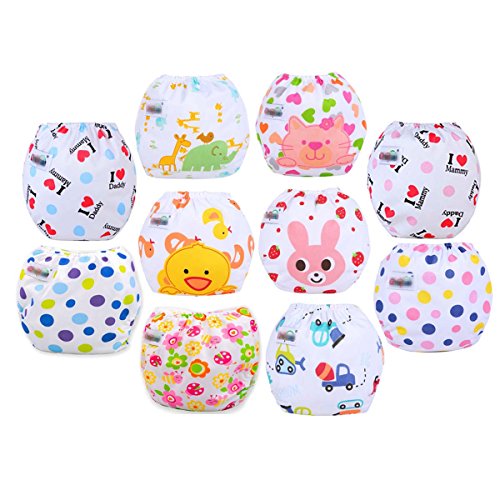 FYGOOD lot de 10pcs Couche Culotte d'apprentissage Lavable en Coton 35x27cm pour 3-11kg Set B Couche intérieur: coton