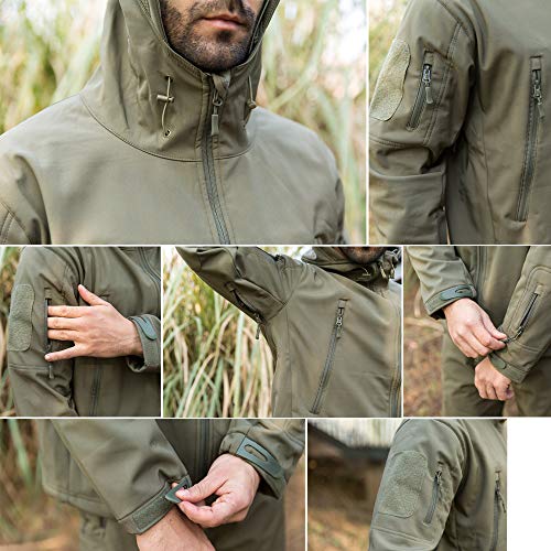 ANTARCTICA Men's Outdoor Waterproof Soft Shell Hooded Military Tactical Jacket (Army Green, XXX-Large)