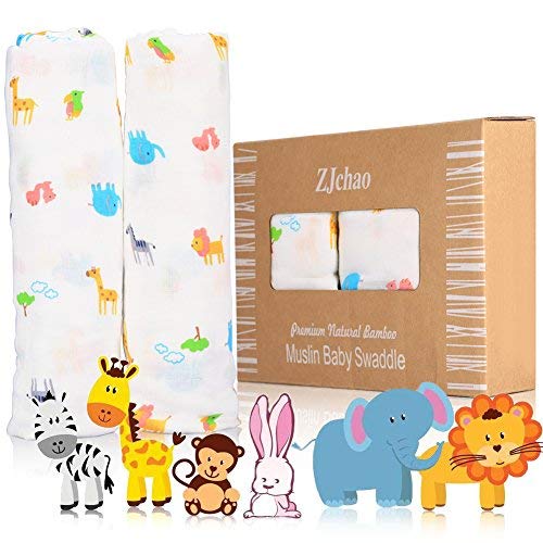 Mantas de muselinas paños de bebé 2-paquete, 120 x 120 cm El mejor regalo para bebe Estrellas calientes suave mantas y de muselina de algodón Color y diseño unisex