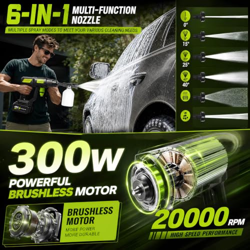 6-in-1 Cordless Battery Pressure Washer