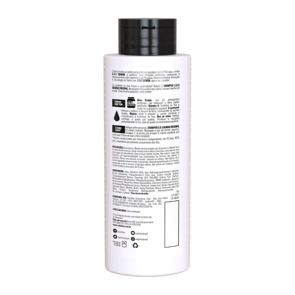 Kit Shampoo + Condicionador 200Ml Sos Bomba Original, Salon Line