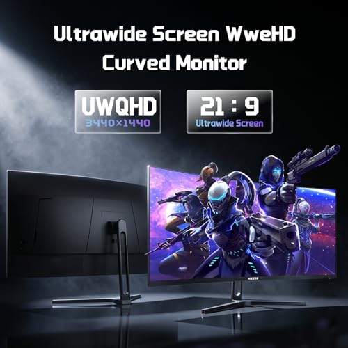Image of Hikers 34 Inch Curved Gaming Monitor UWQHD 200Hz HDMI 2.1x2 & DP 1.4x1 Ultrawide 3440x1440 Monitor, 21:9 1500R PIP /PBP, Fast VA MPRT 1ms 131% sRGB AI Crosshair (G34H1Q, Includes One HDMI 2.1 Cable)