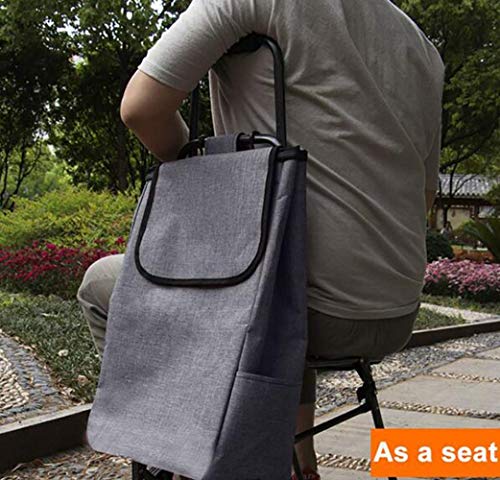 80 kg großer Einkaufstrolley, schwenkbare Vorderräder, leicht, zusammenklappbar, mit wasserdichter abnehmbarer Tasche… – Bild 7