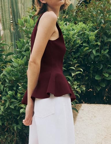 Womens Sweater Vest Peplum Tops for Women Button Down Sleeveless Fall Knit Tops Casual3