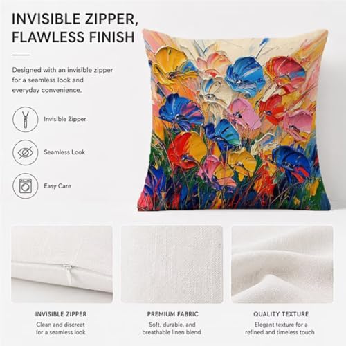 Housses de coussin 55x55cm de qualité supérieure en lin avec motif fleur