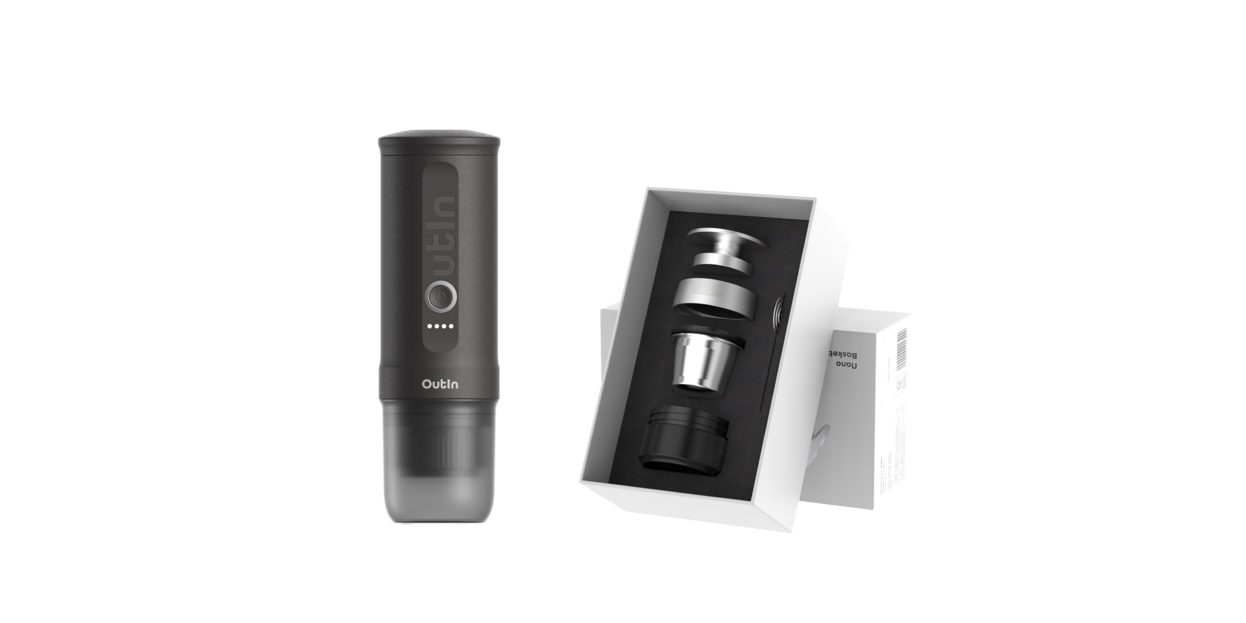 OutIn Nano Tragbare Elektrische Espressomaschine Nano Basket Plus im Set