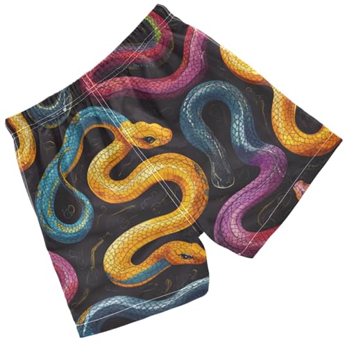 Pigsaly Boys' Swim Board Shorts Colorful Doodle Snakes Boy's Swim Trunks Kids Swimwear 3T2