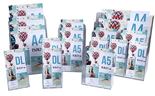 Exacompta 74058D 10er Pack Tischprospekthalter Exacyrl für DIN A4 aus robustem Acryl gefertigt aus einem Guss kristall ideal für Schreibtisch und Büro Verkaufsbüro Flyerhalter