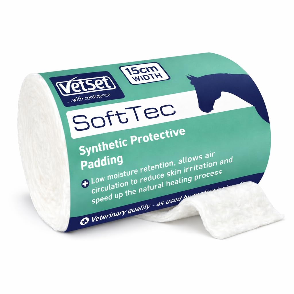 VetSet SofTec |Veterinary Bandage Padding for Horses, Dogs, Cats & Animals,12 Pack | 2.7m Conformable Cushioning Roll for Wound Dressing & Leg Support | 150mm (Pack of 12)