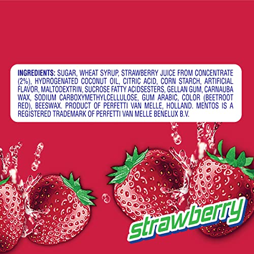 Image of Mentos Strawberry Chewy Mint Candy Roll, 14 Pieces Per Roll, 6 Count Party Pack