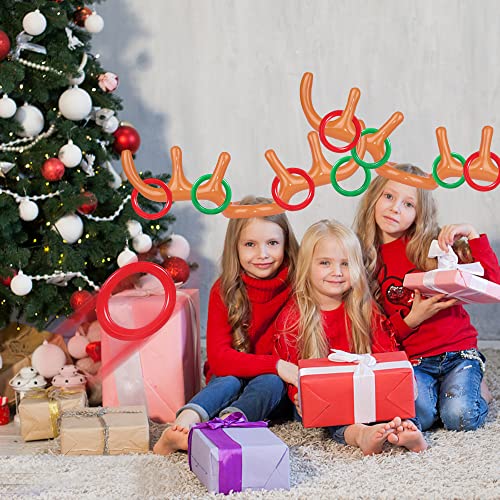 Tenwo Opblaasbaar ringwerpspel met 4 ringen, kerstfeest, werpspel, opblaasbaar rendier, gewei, ring, werpspel, toss spel… - Image 5