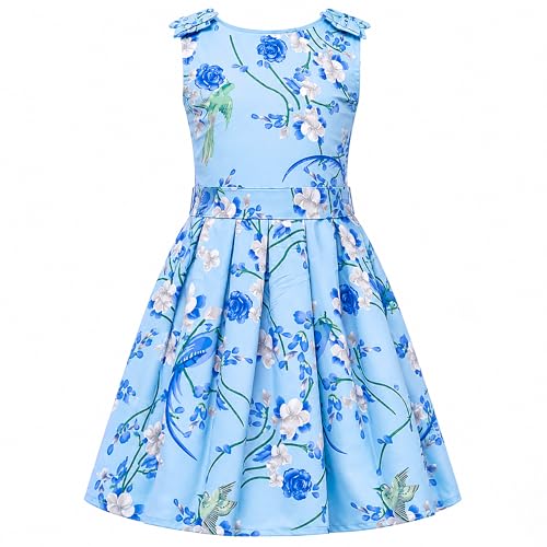 Image of Miss Lavish London Kid Dress for Girls, Shoulder Bow Printed Party Dress, Summer Dress for Girls, Kids Printed Dress for Birthday, Vacation, Wedding & Festival Girls Dresses