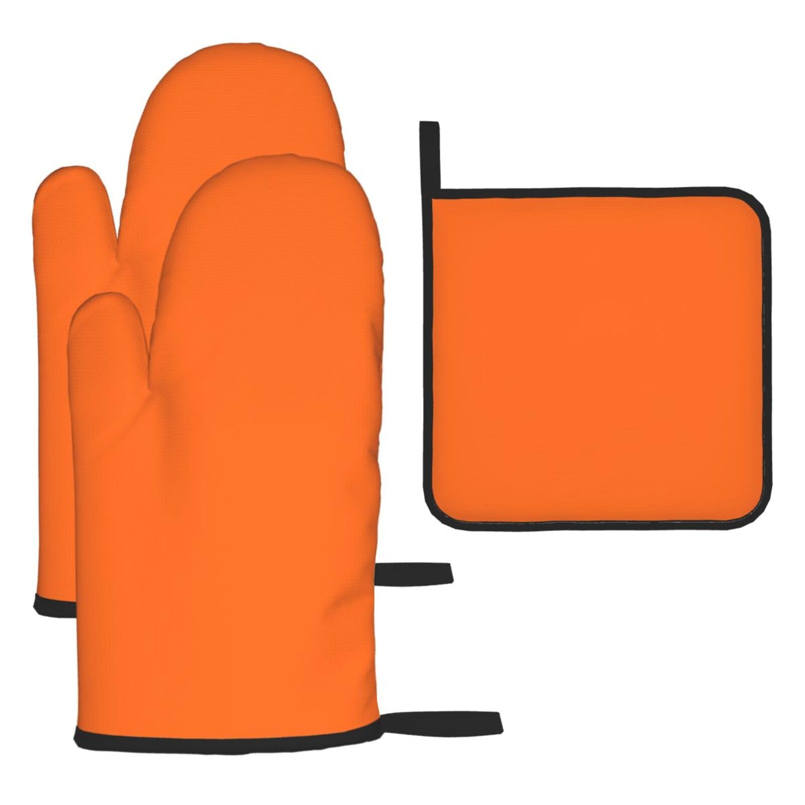 Nasturtium orange Oven mittens and oven mitts three-piece set suitable for oven, grilling, baking, microwave and home cooking.