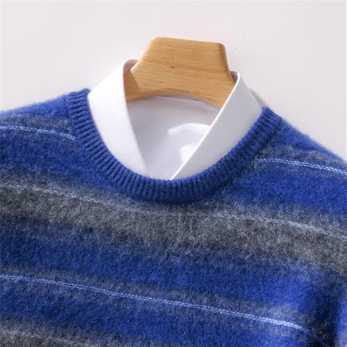 Men's Autumn Winter Wool Sweater Men's Round Neck Stripe Business Fashion Long Sleeve Pullover Sweater Tops2