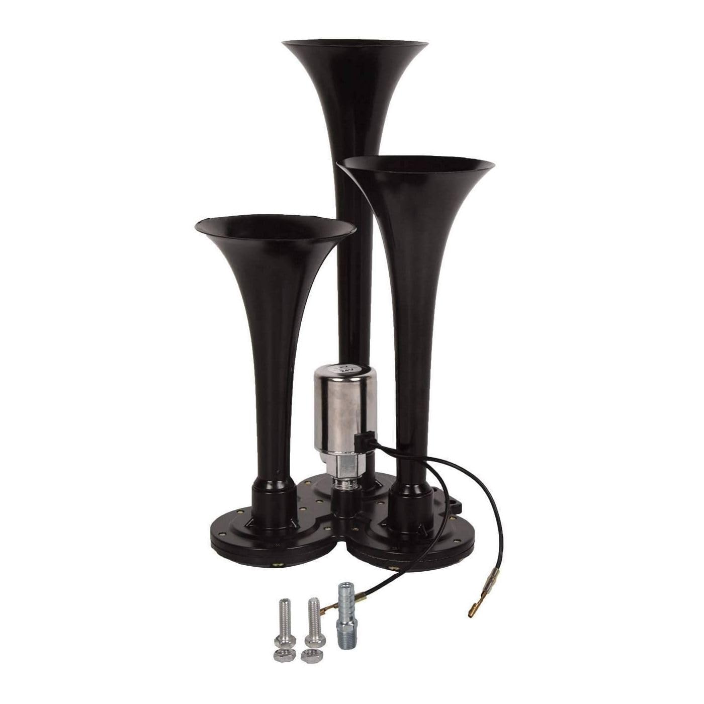 Wangcmcol Loud Sound 12V 24V Train Air Horn 3Pcs Trumpets Black for Truck Car SUV ATPP5213136001