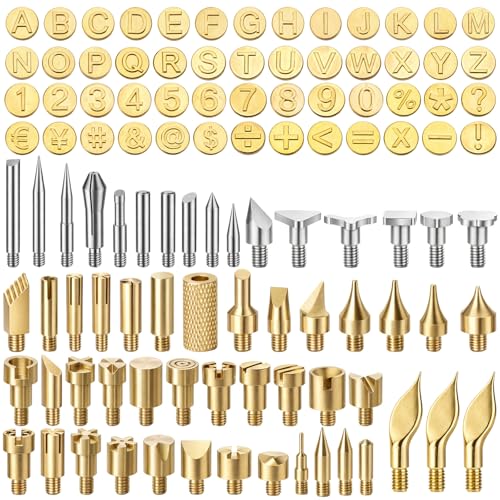 AOZUO 109 Pcs Wood Burning Tips Wood Burning Tip Set Including Woods Burnings Letters Numbers Symbol Woods Burnings Tip for Wooden Burner DIY Embossing Wooden Burn Carving Crafts