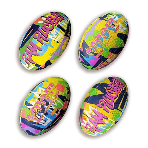 Ram Rugby Fun Graffiti Squad Trainer Rugby Ball & Mini Pump, Available in Size 5, 4, 3, & 1 (Mini), For Kids & Adults - Image 2