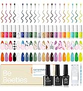 beetles Gel Polish Nail Art Liner Gel Set 20 Colors Gel Art Paint for Swirl Nails with Base Top C...