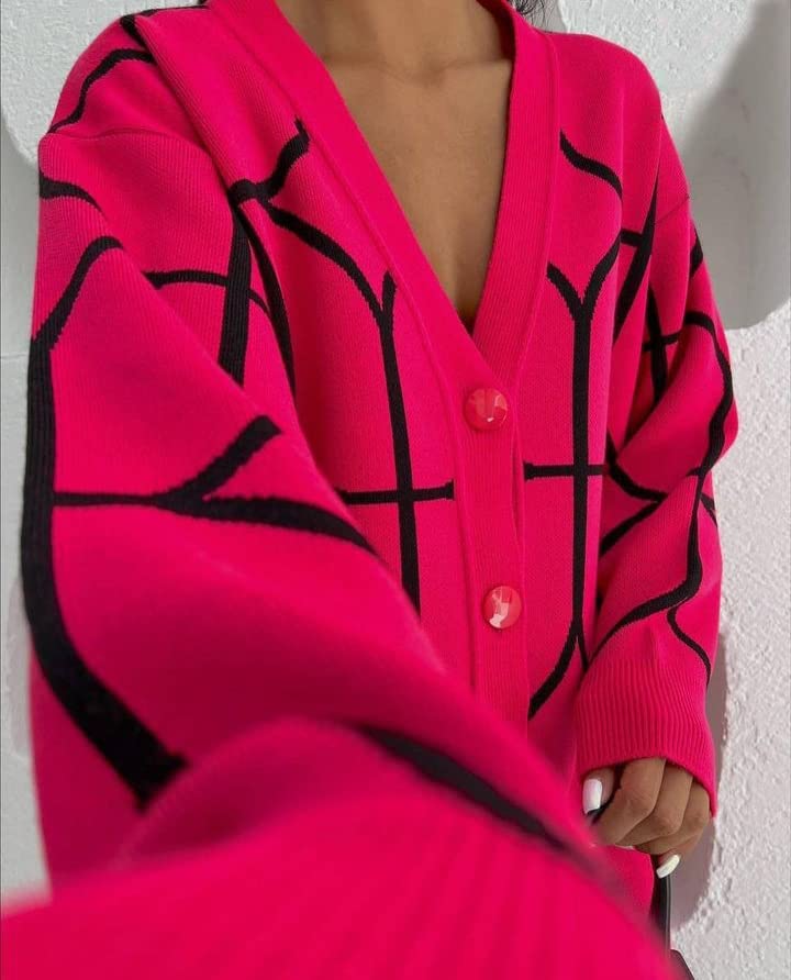 2K Women Long Sleeve Knit Losse Cardigan V-Neck Sweater Aesthetic Color Blocked Open Front Coat Cottagecore Outfits4