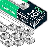 V-TAC 10x Profili per Strisce Led da 2 METRI Rettangolari in Alluminio - (20 Metri Totali)...