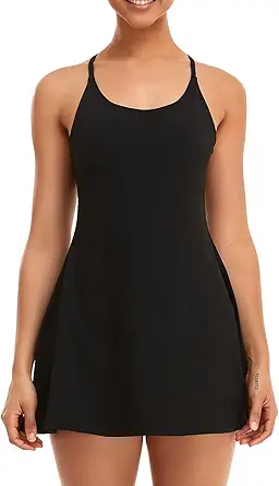 Womens Tennis Dress, Workout Dress with Built-in Bra & Shorts Pockets Exercise Dress for Golf Athletic Dresses for Women