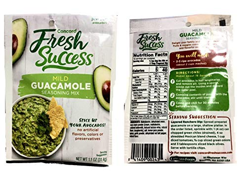 Concord Foods Mild Guacamole Seasoning Mix, 1.1 Ounce (Pack of 18)