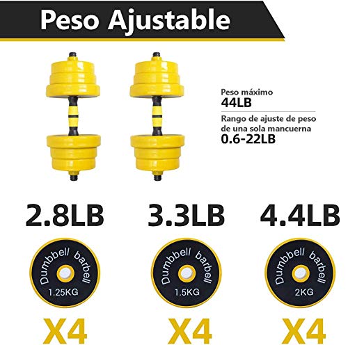 Fuxion 44Lb Adjustable Dumbbell Barbell Pair | Free 2-In-1 Set, Non-Slip Neoprene, Purpose, Home, Gym, Office | | Hand Weights, 44 Lb Or 22 Lb, 44 Pounds Total / 22 Each #TOP2