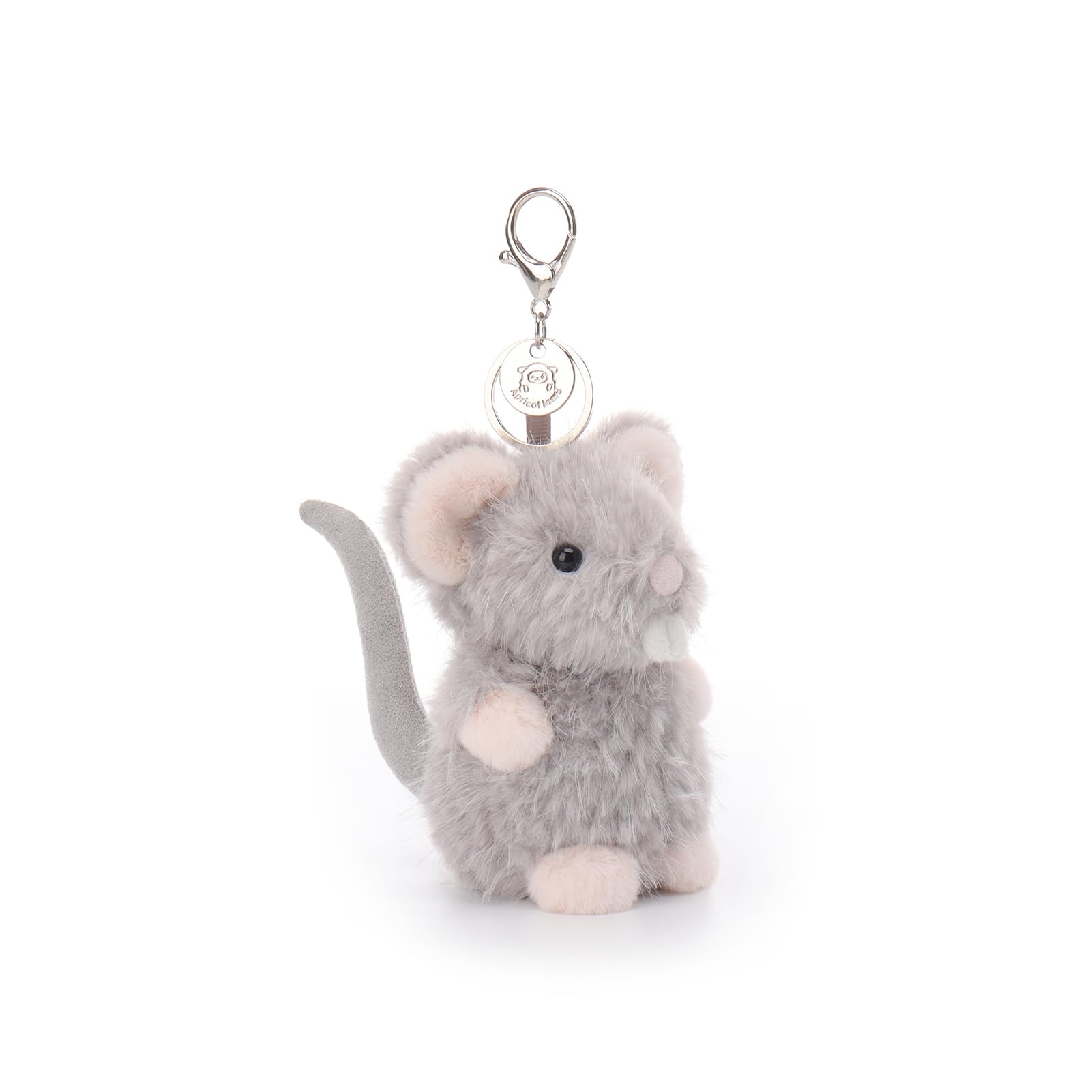 Apricot Lamb Grey Rat Stuffed Plush Keychain, Soft Plushies Cute Keychain Toys for Kids' Bag, Backpack, Purse, Grey Mouse 4.7 Inches