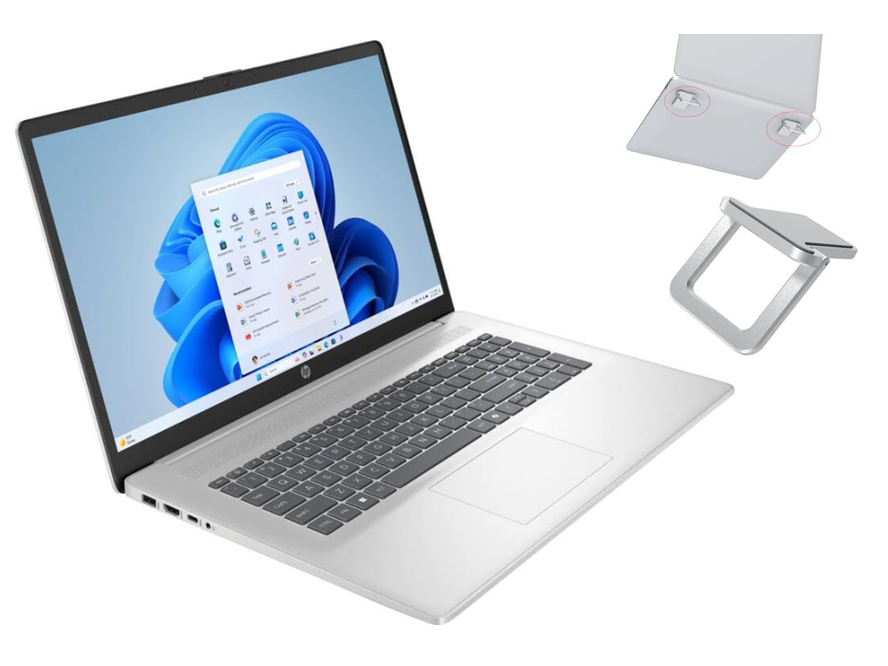 HP 17.3" Full HD Laptop | Intel Core i7 1355U | Intel Iris Xe Graphics | Copilot | Natural Silver | 16GB RAM | 1024GB SSD | Windows 11 Home | Bundle