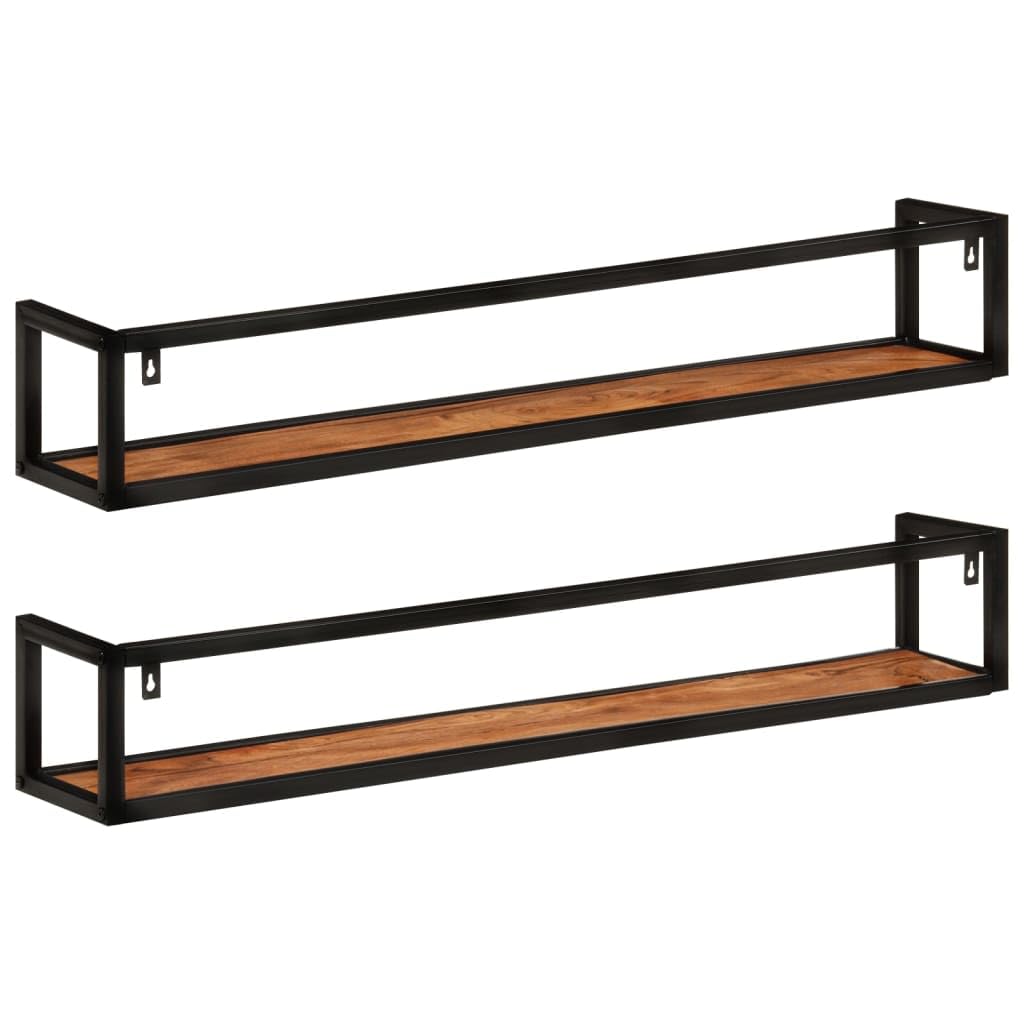 Generisch Wandregale 2 STK. 110x17x17 cm Massivholz Akazie und Eisen,Möbel,Regalsysteme,Wandregale-353794