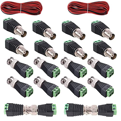 RUNCCI-YUN 20Pcs Conector Balun BNC Macho Hembra y Adaptador de Terminal de Cámara para Cámaras de Video de Vigilancia CCTV Coaxial/Cat5/Cat6 (Conector BNC Balun)