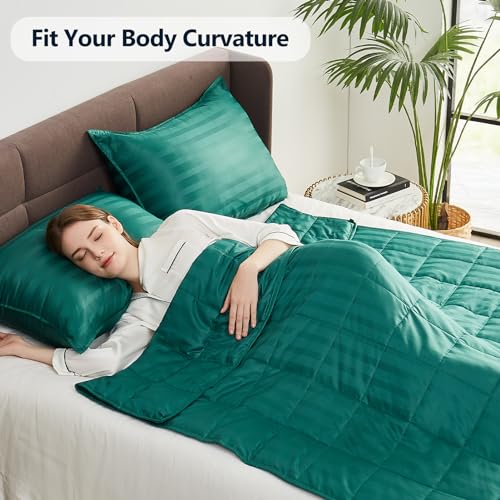 Image of Weighted Blanket Queen Size (60 inchx80 inch 15lbs),Ultra Soft and Cozy Cooling Weighted Blanket Queen Size for Adult,Heavy Blanket with Machine Washable Soft Blanket, Green