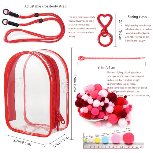 Image of Clear Doll Case with Keychain and Adjustable Strap, Waterproof Crossbody Bag for Blind Box Collectibles - Dustproof PVC Display Cover (red, 5.9inch /15cm)